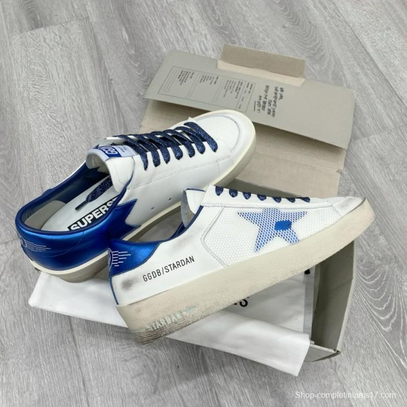 2024 Unisex GGDB White Blue Leather Sneakers STARDAN