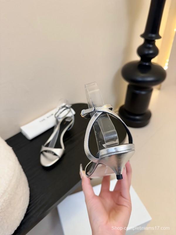 2025 Women The Row Silver Leather Sandals