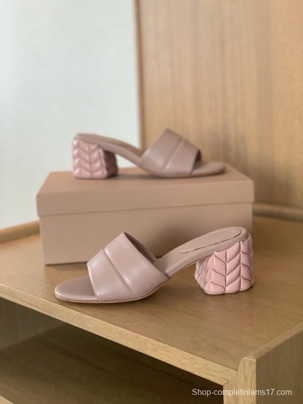 2025 Women Gianvito Rossi Beige Leather Slippers KFY00260