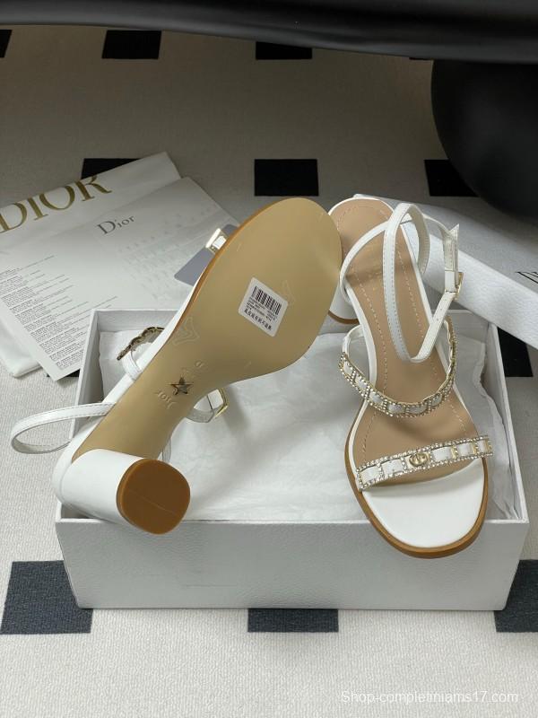 Dior D-lssime Heeled Sandals with Crystal Embellishments and Cross Straps - 2025SS