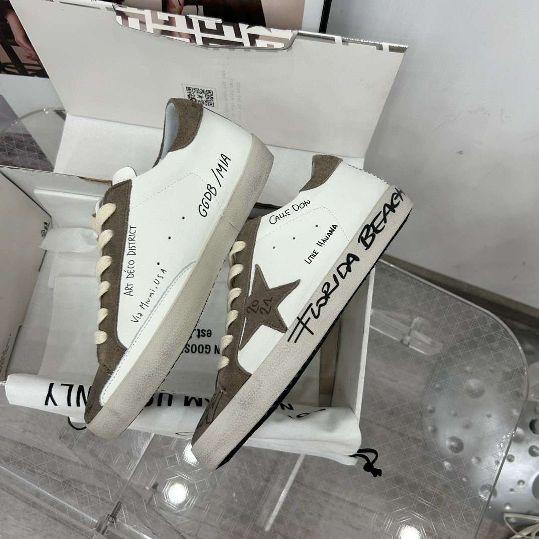2024 Women GGDB White Grey Suede Leather Sneakers