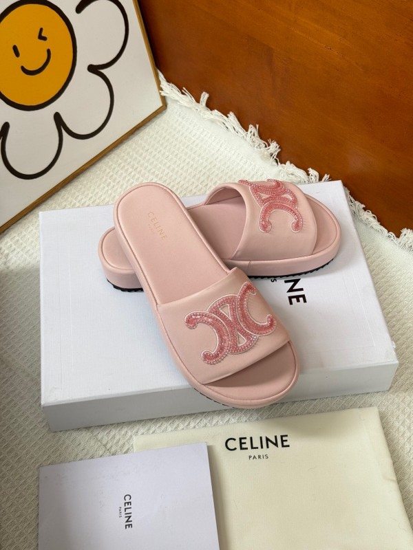 2025 CELINE Pink Leather Slippers