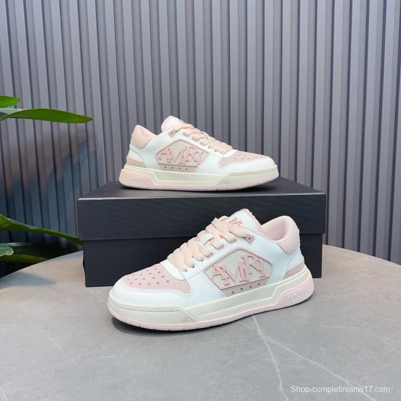 2025 Unisex Amiri White Pink Leather Sneakers MJ00360
