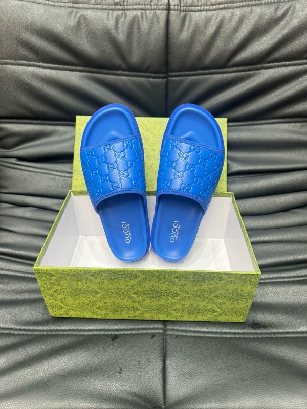 2024 Slippers Gucci Blue Leather Slippers MJ00200