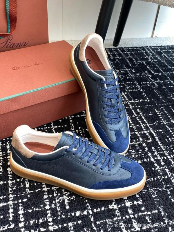 2024 Unisex Le Parmentier Blue Navy Leather Suede Plimsolls MJ00320
