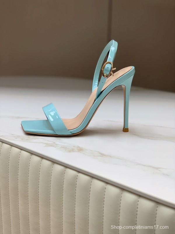 2025 Women Gianvito Rossi Light Blue Patent Leather High Heel Sandals