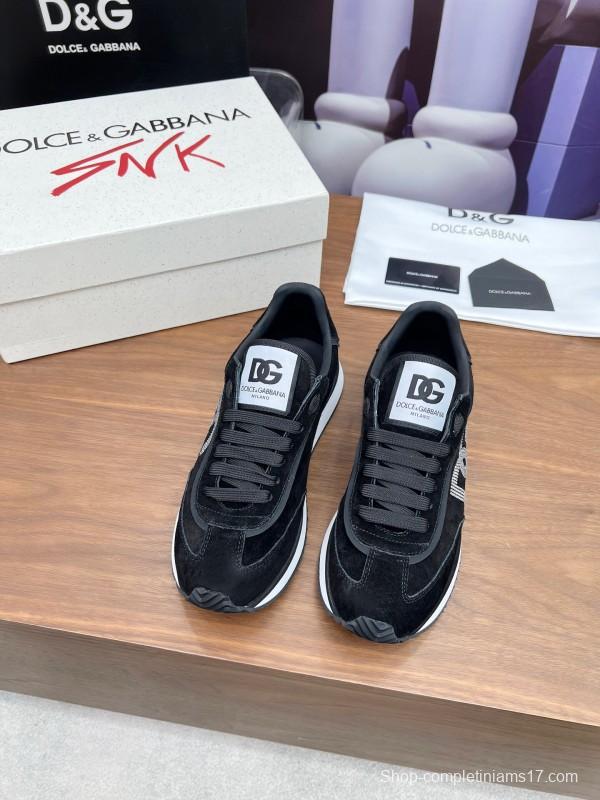 2025 Men Dolce & Gabbana Black Suede Sneakers LY00300