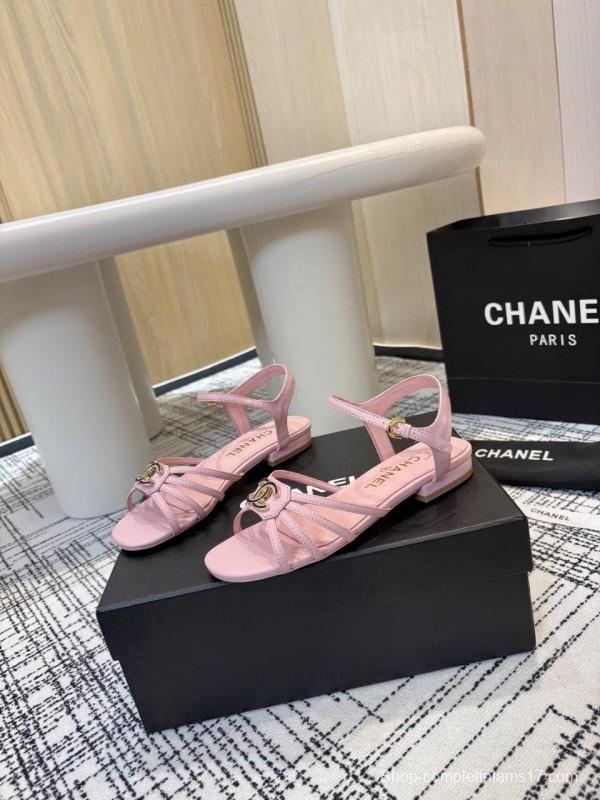 2025 Women Chanel Pink Lambskin Sandals LY00270