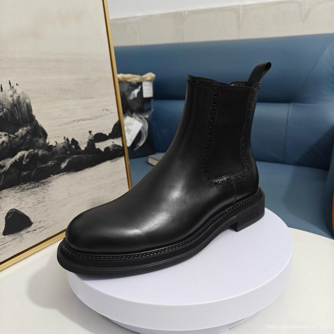 2024 Men Dolce & Gabbana Black Leather Chelsea Boots