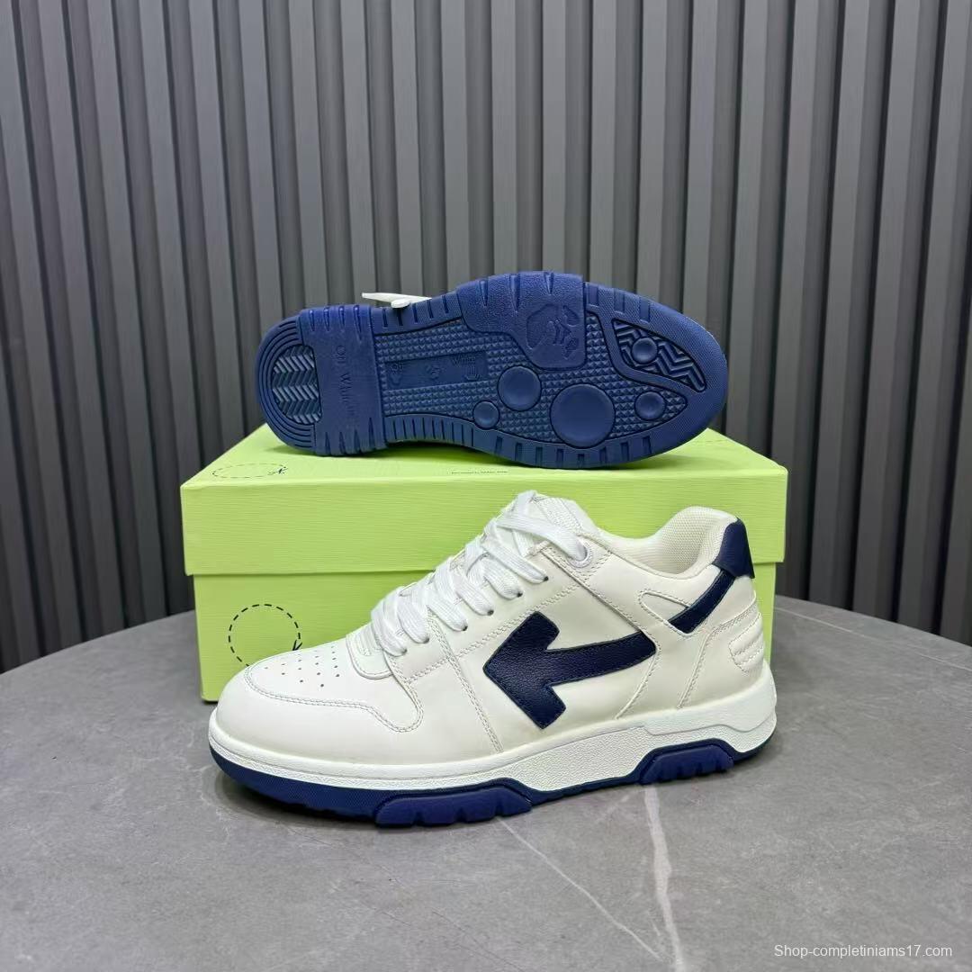 2025 Unisex Off-White White Navy Leather Sneakers KFY00310