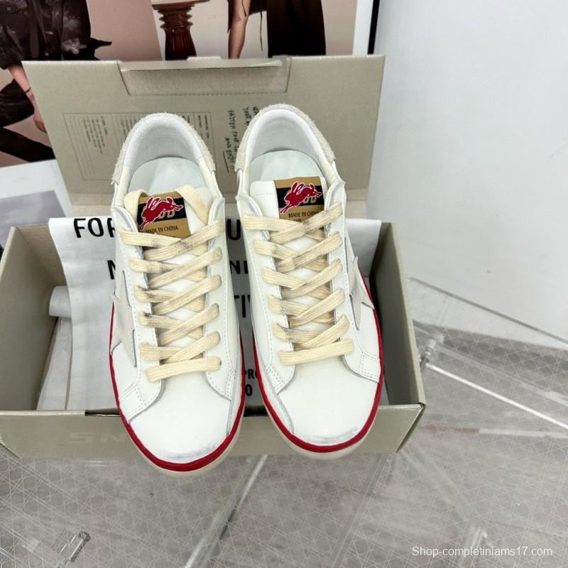 2025 Unisex GGDB White Red Original Leather Sneakers
