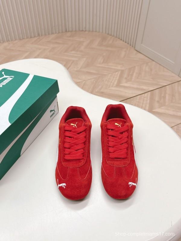 2025 Women Puma Red White Suede Sneakers LY00280