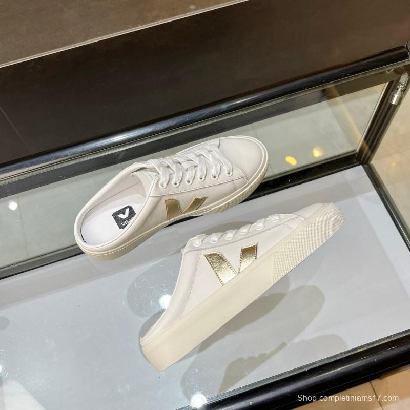 2025 Women VEJA White Canvas Leather Sneakers Slip-On Casual MJ00240