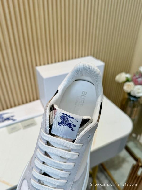 2024 Men Burberry White Beige Classic Cotton Casual Shoes MJ00320