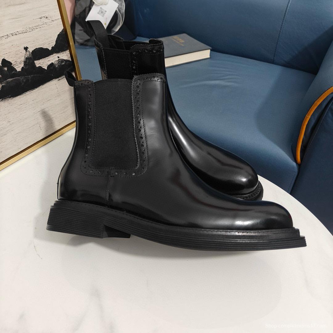 2024 Men Dolce & Gabbana Black Leather Ankle Boots