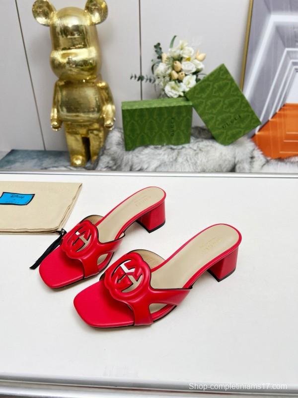 2025 Gucci Red Leather Slippers