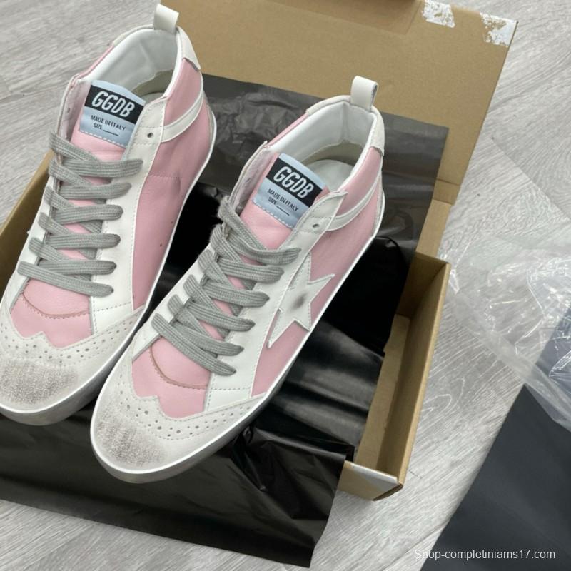 2024 Women GGDB Pink White Leather High Top Sneakers MJ00300