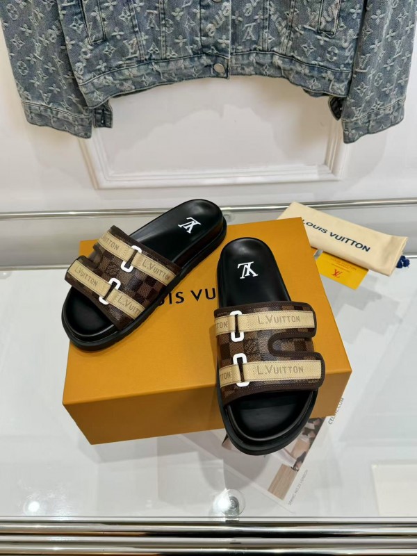 2025 Slippers Louis Vuitton Brown Canvas Slippers LY