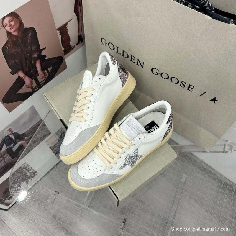 2024 Unisex GGDB White Silver Glitter Leather Suede Sneakers MJ00260