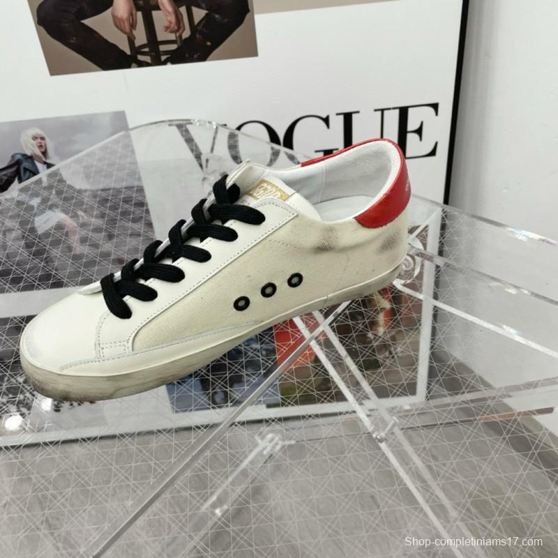 2025 Women GGDB White Red Leather Star Sneakers