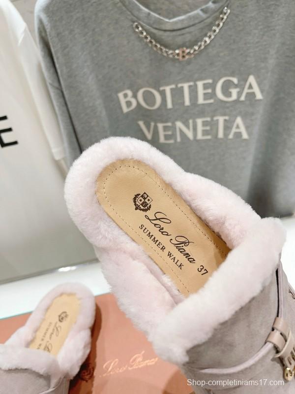 2024 Slippers LP light pink suede shearling slippers MJ00300