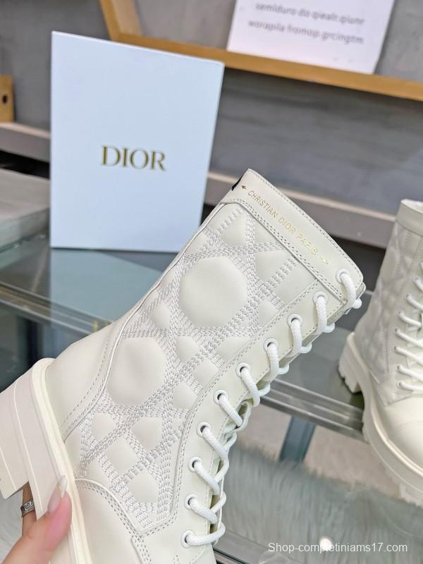 2024 Women Dior white leather boots MJ00430