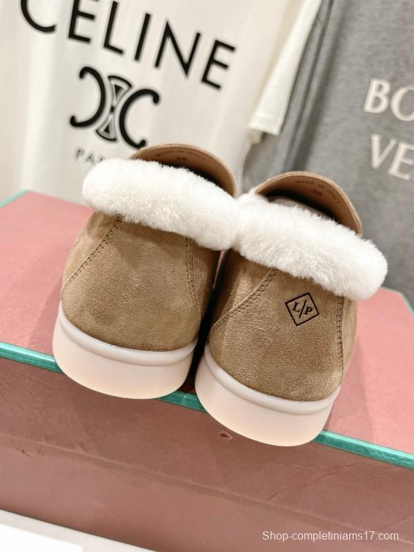 2024 Women LP Beige Suede Shearling Loafers
