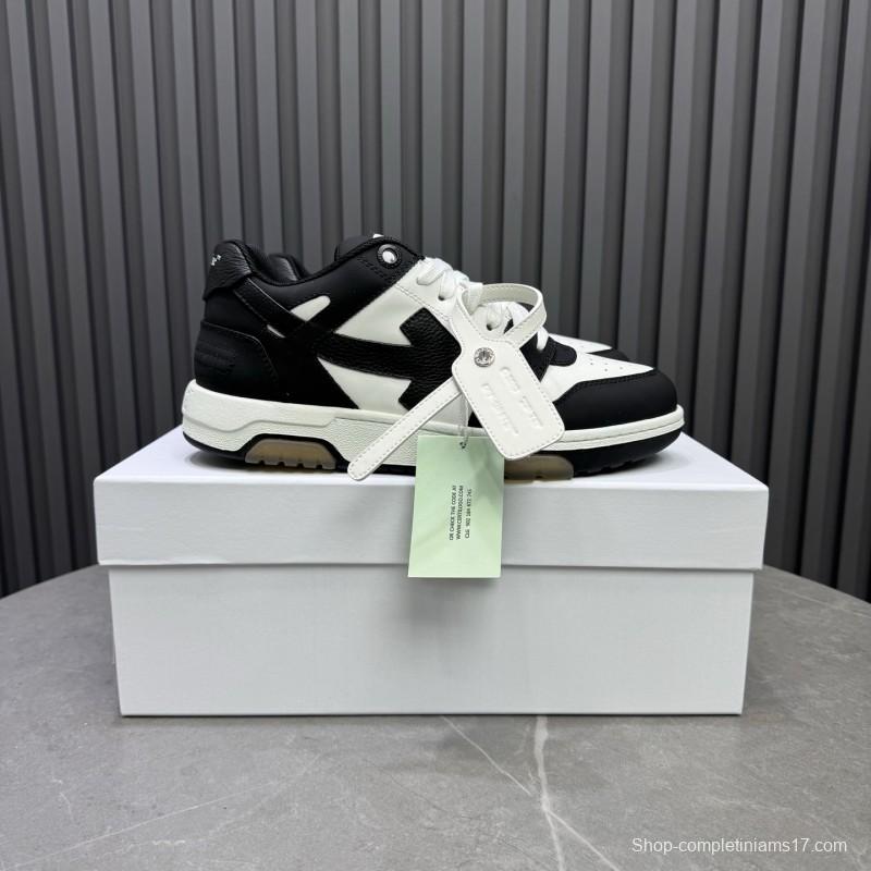 2025 Unisex Off-White Black White Leather Sneakers KFY00310(F/W)