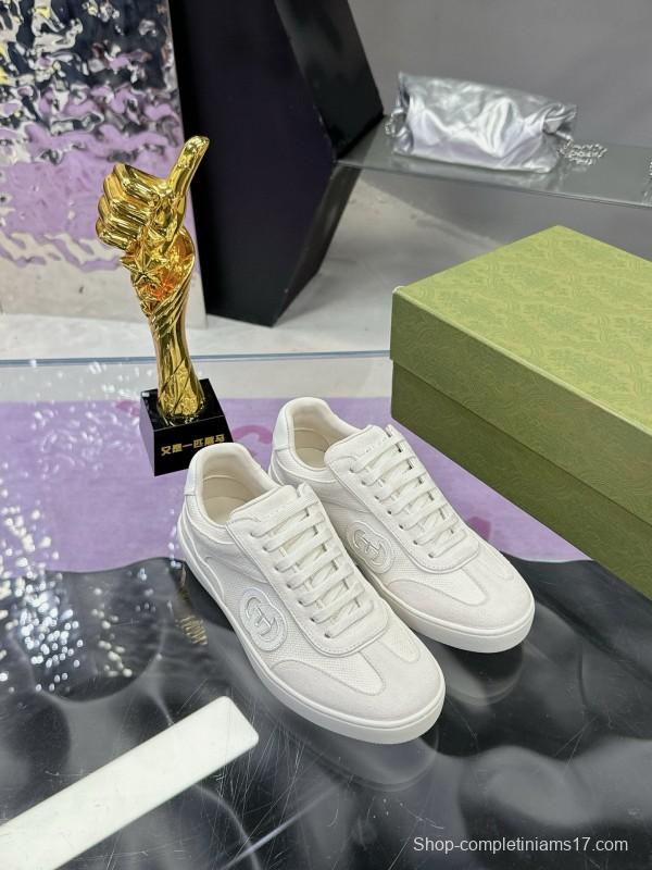 2024 Unisex Gucci White Leather Suede Sneakers MJ00310
