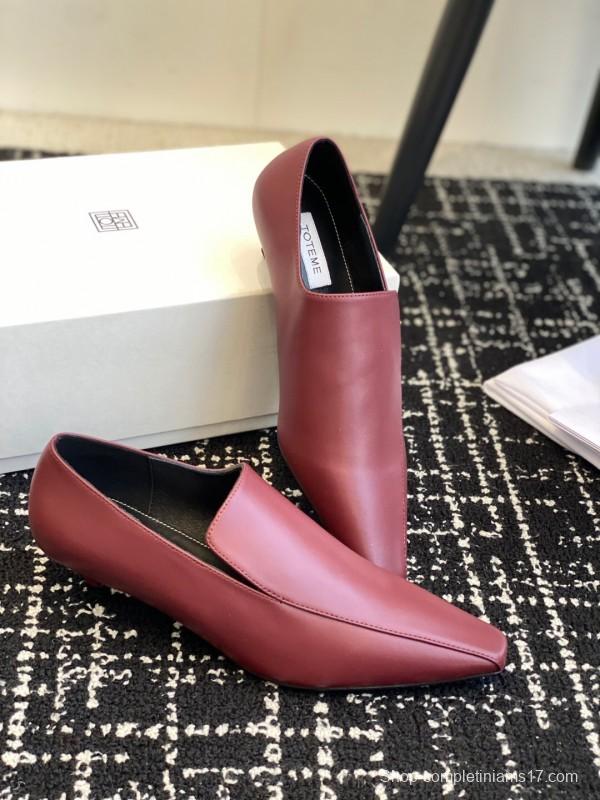 2025 Women Toteme Burgundy Leather Loafers
