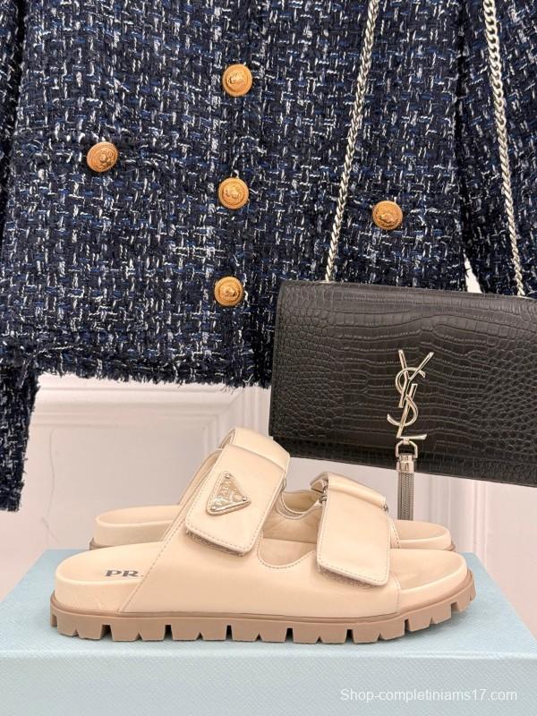 2025 Slippers Prada Beige Lambskin Slippers