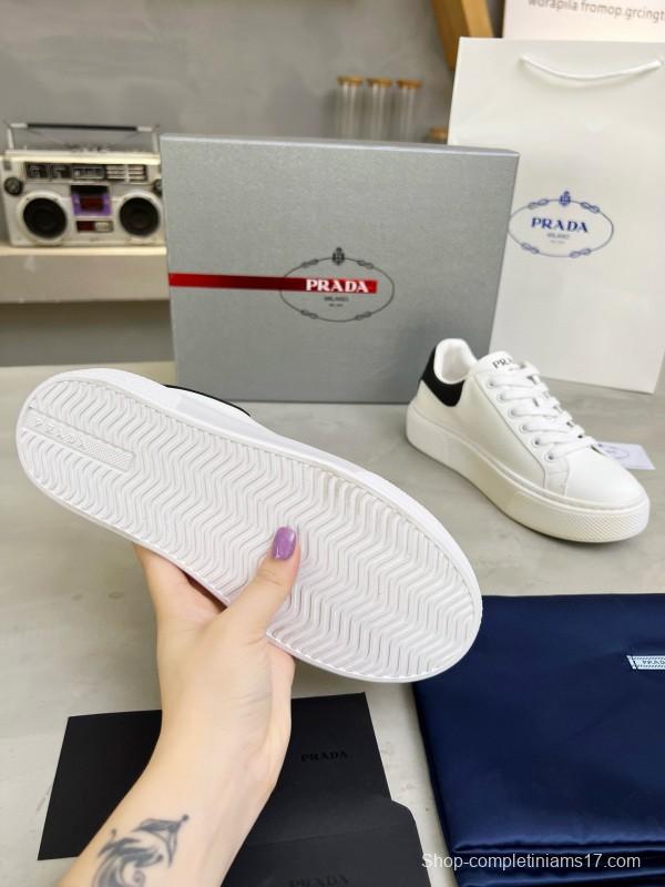 2024 Unisex Prada White Black Leather Sneakers MJ00310