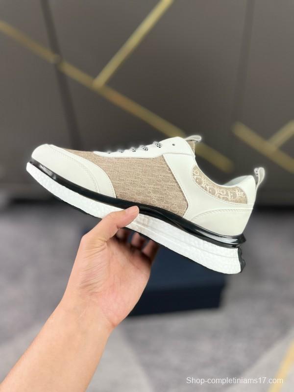 2024 Unisex Dior Beige White Fabric Leather Sneakers MJ00270