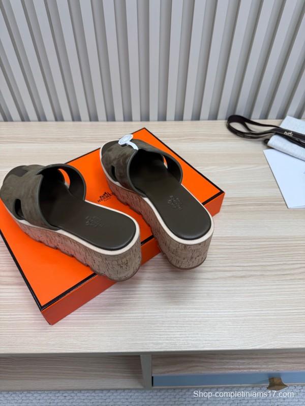 2025 Slippers Hermès Brown Suede Slippers