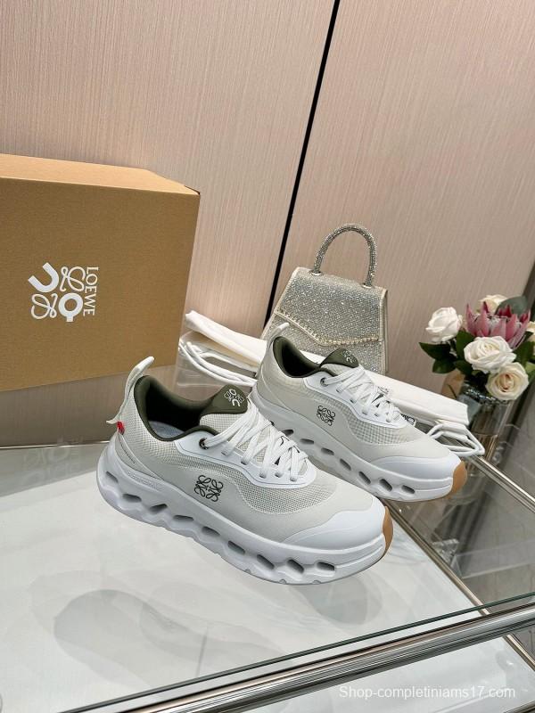 2025 Unisex Loewe White Mesh Sneakers Collaboration KFY00300