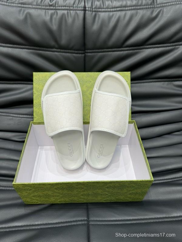 2024 Gucci White Fabric Slippers MJ00200