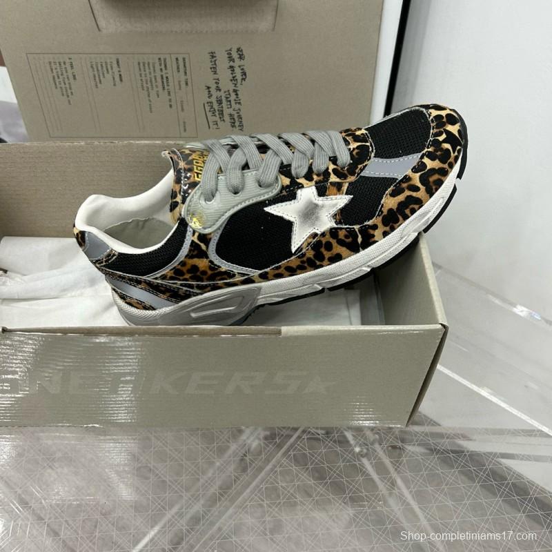 2024 Women GGDB Leopard Black Grey Mesh Leather Sneakers