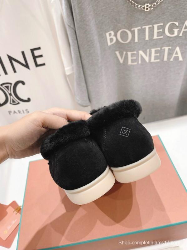 2024 Unisex Le Parmentier Black Suede Leather Wool Loafers MJ00310