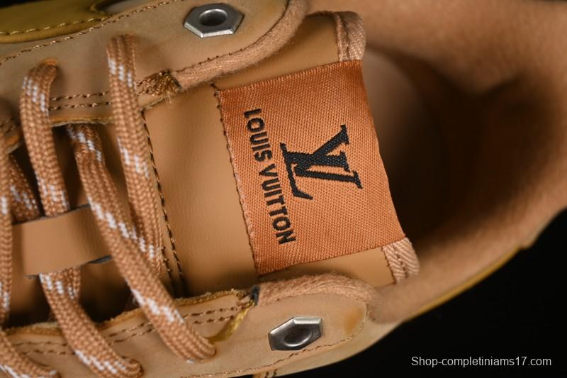 Louis Vuitton x Nike Air Force 1 '07 Low Casual Sneakers with Monogram Print in Wheat - CJ9179-200