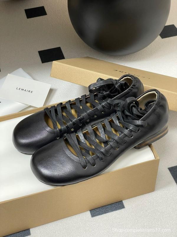 Lemaire 2025 SS Early Spring New Ballet Flats Derby Shoes Flat Sole Chunky Heel Single Shoes - KFY00310