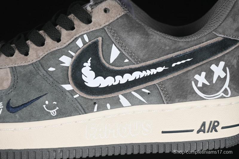 Nike Air Force 1'07 Low Grey Faced Prince Casual Sneakers - YD2452-808