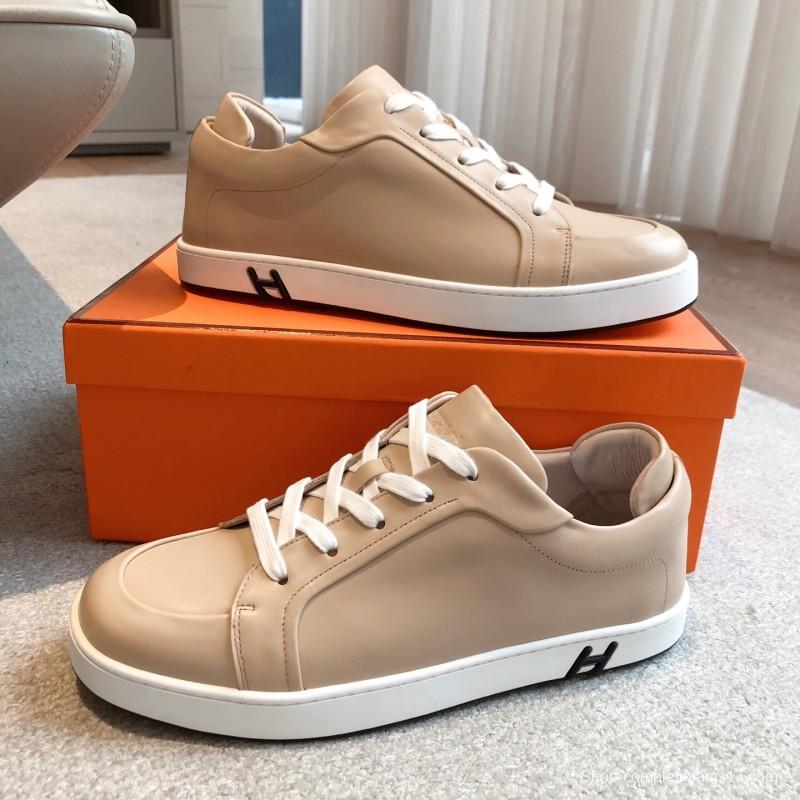 2025 Unisex H Beige Leather Sneakers AS00380