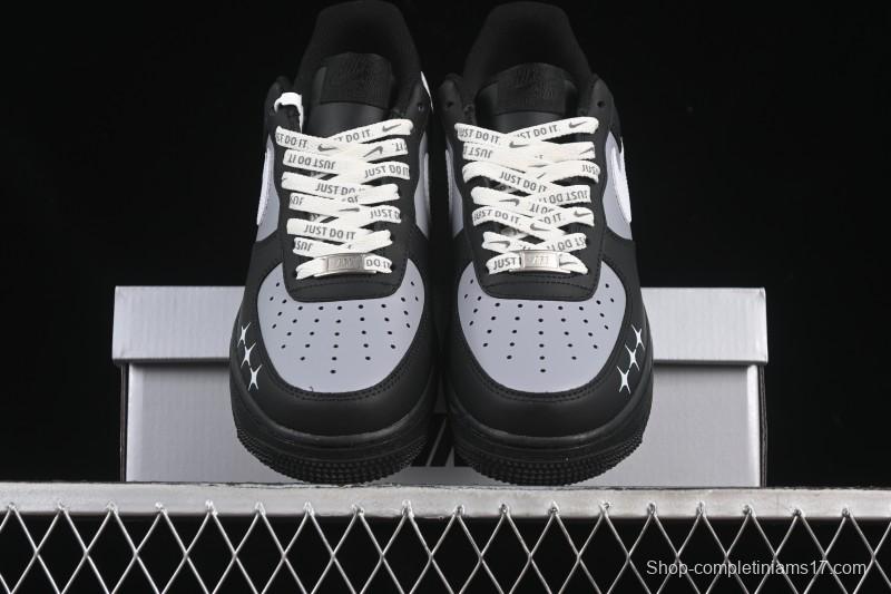 Nike Air Force 1 '07 Low Black Silver Court Low-Top Casual Sneakers - ZH0316-085