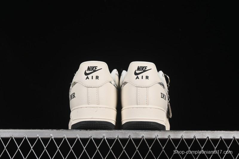 Nike Air Force 1 '07 Low Dior Collaboration Gray Floral Low-Top Casual Sneakers - DF0188-064