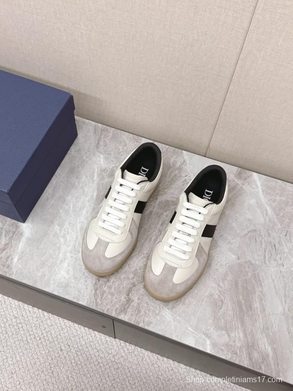 2025 Unisex Dior Black White Grey Leather Suede Sneakers Matchpoint B01 KFY00300