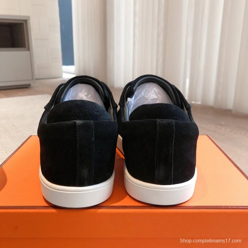 2025 Unisex H Black Suede Sneakers AS00380