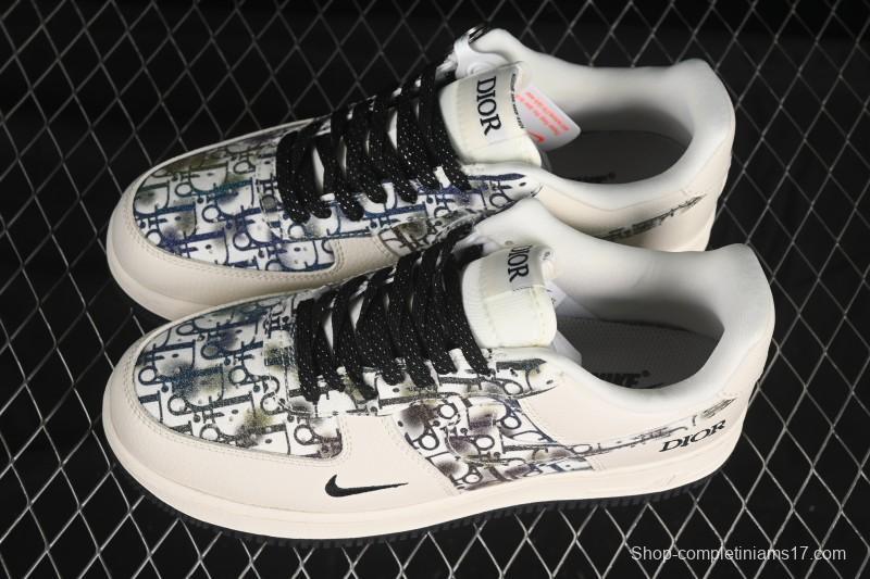 Nike Air Force 1 '07 Low Dior Collaboration Gray Floral Low-Top Casual Sneakers - DF0188-064