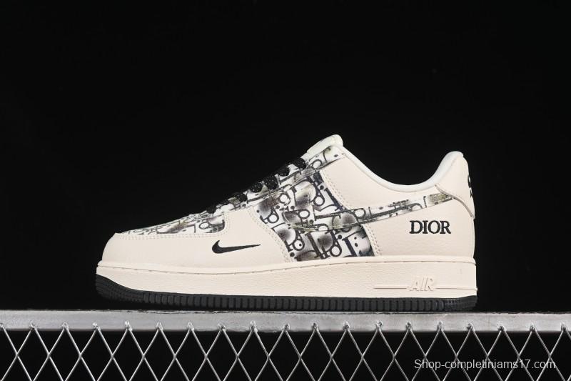 Nike Air Force 1 '07 Low Dior Collaboration Gray Floral Low-Top Casual Sneakers - DF0188-064