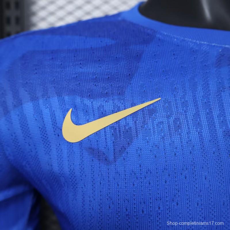 Player Version 25/26 Barcelona Travis Scott Blue with Red Half Split Jersey