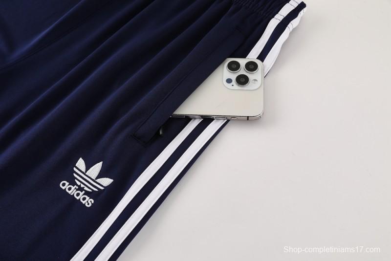 2025 Adidas Originals Long Sleeve T-Shirt Collection - Navy/White/Black with 3-Stripes
